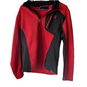 Spyder Performance Waffle Thermal Jacket Red Black Full Zip Mens MEDIUM EUC